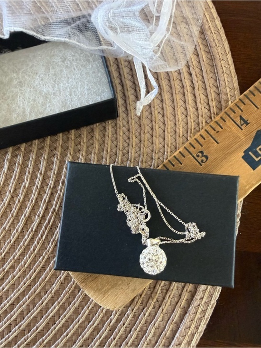 New 925 Sterling Silver Disco Ball Necklace